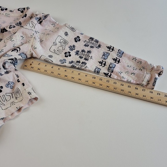 Garson Linen Pant Suit Set Size XS Blue and Cream Elastic Waist Button Top VTG - Picture 10 of 13